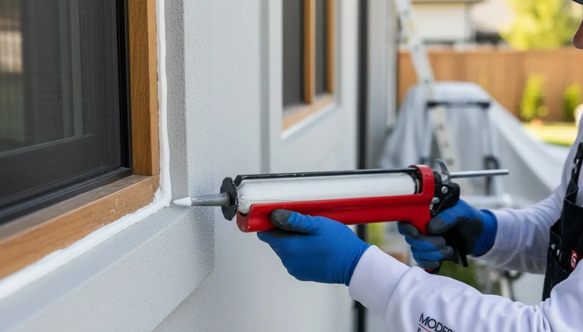 Professional caulking and sealing on Staten Island, NY home exterior to protect siding and windows