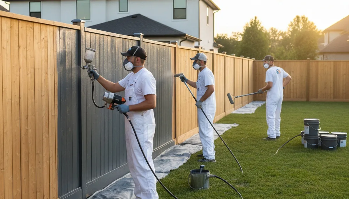 Professional fence painters applying weather-resistant coating in Staten Island, NY