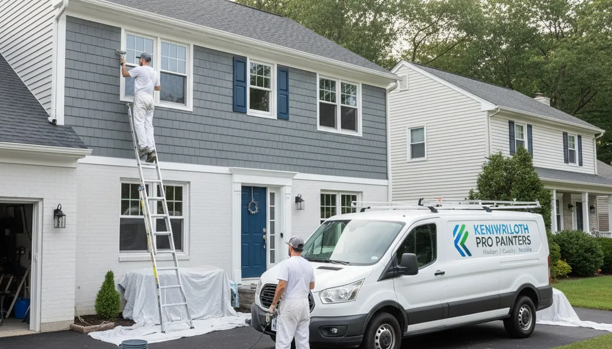 Professional house painters refinishing Staten Island NY home exterior with quality paint finish