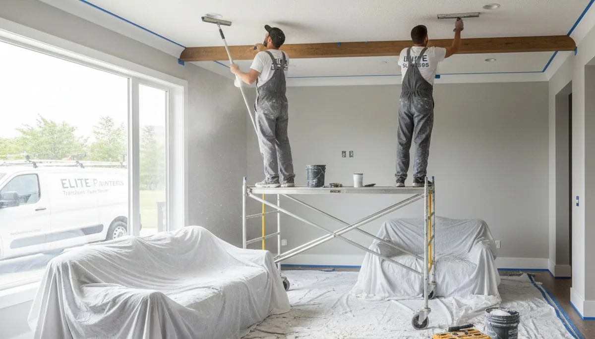 Professional popcorn ceiling removal in Staten Island, NY home by expert painting contractors