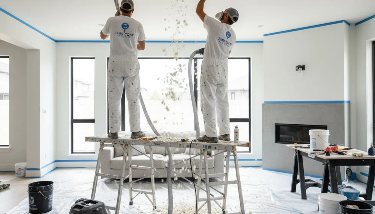 Professional popcorn ceiling removal in Staten Island NY home by expert painting contractors
