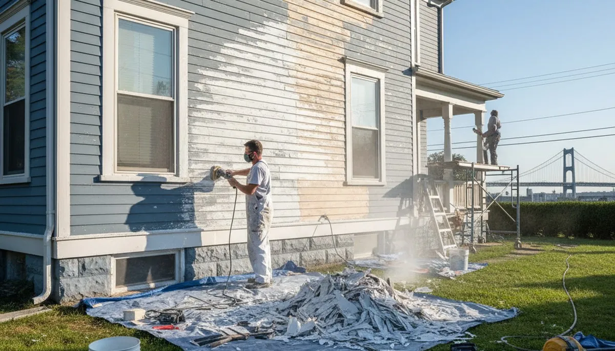 Professional surface preparation for exterior painting on Staten Island, NY homes before new coatings