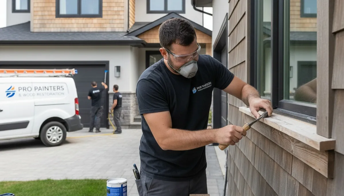 Contractor repairing wood rot on home siding in Staten Island NY with expert carpentry and painting repair